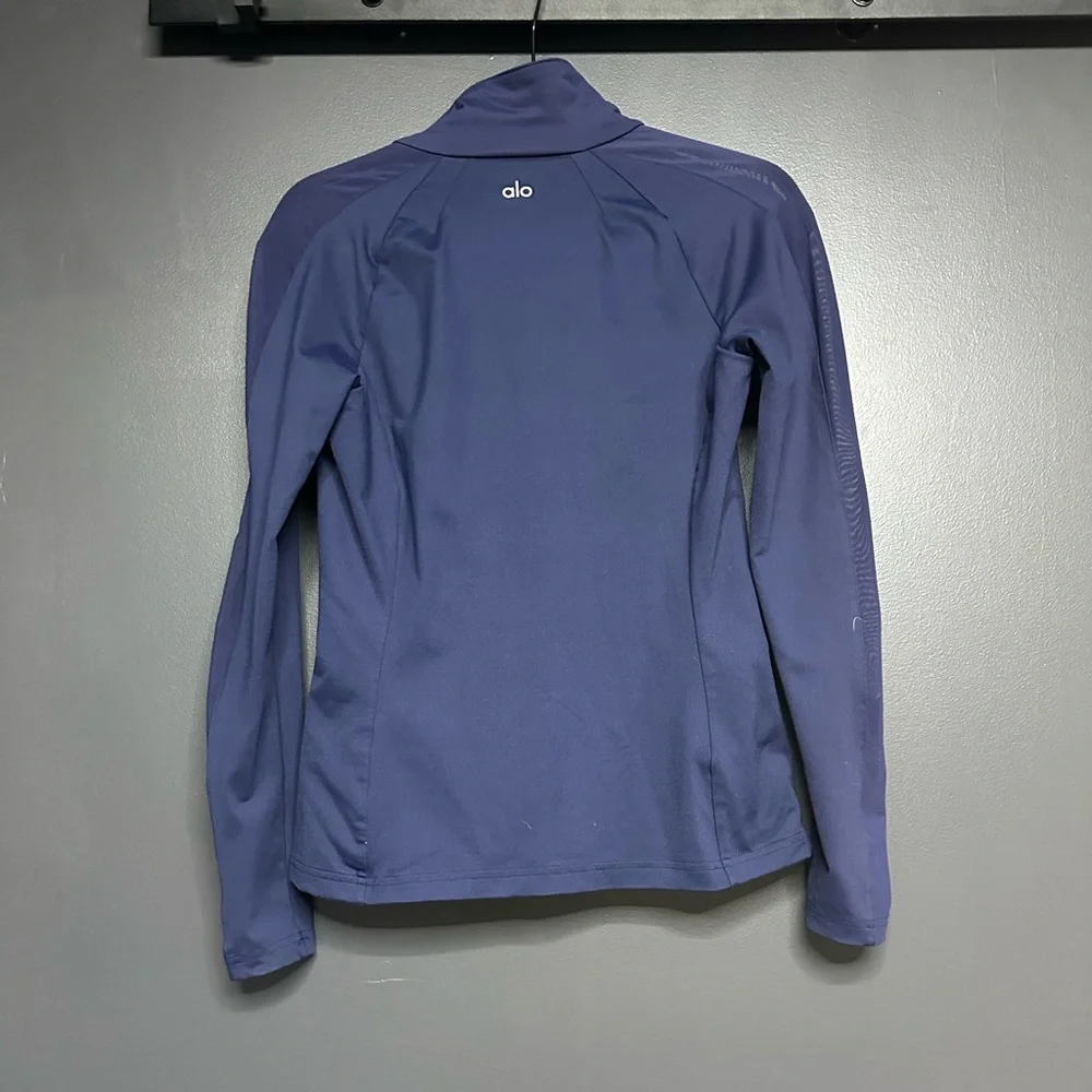 ALO Yoga Mesh Sleeve Zip Up Jacket Navy S